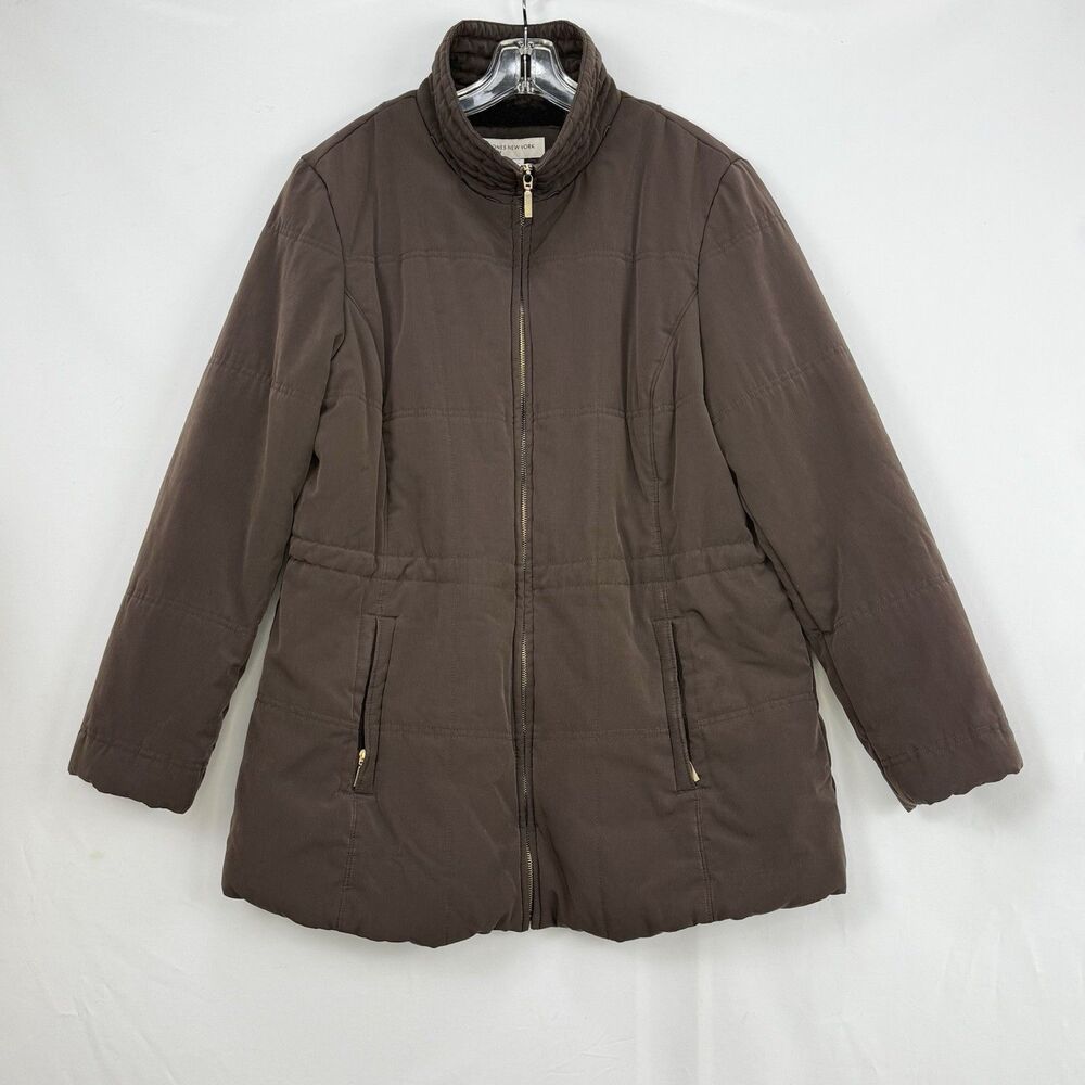 JONES NEW YORK Sport Women’s Coat Size L Brown Jacket Drawstring Waist